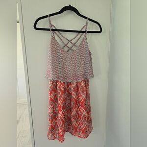 Speechless Red and White Patterned Mini Dress